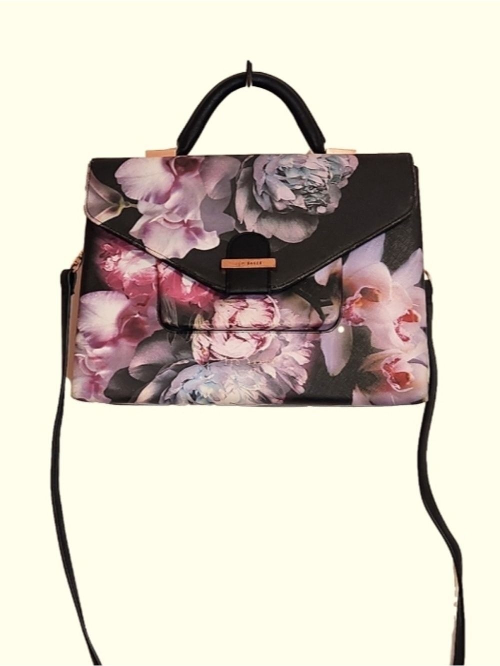 Ted Baker Pink Black Floral Satchel Shoulder Bag